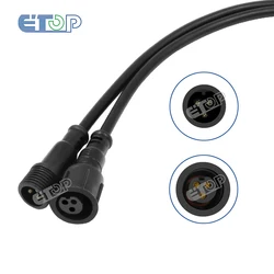 3 Core BLACK Waterproof pigtail,20cm/30cm/50cm long each;male and female;male connector's diameter:13.5mm/18.5mm outdoor Ip68