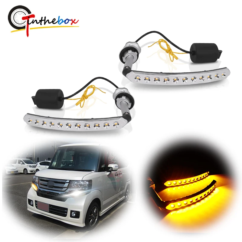 

Gtinthebox Error Free Canbus Amber/White Sequential Flowing LED Turn Signal Light /DRL Strips For Honda N-box JF 1 / 2 custom