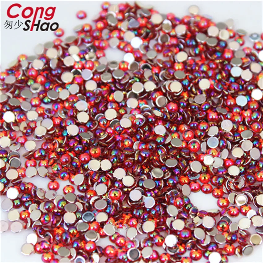 Cong Shao 1000szt 3mm 3D Nail Art Tips AB Color flatback crystal Acrylic Rhinestone trim phone not hotfix nail applique ZZ625