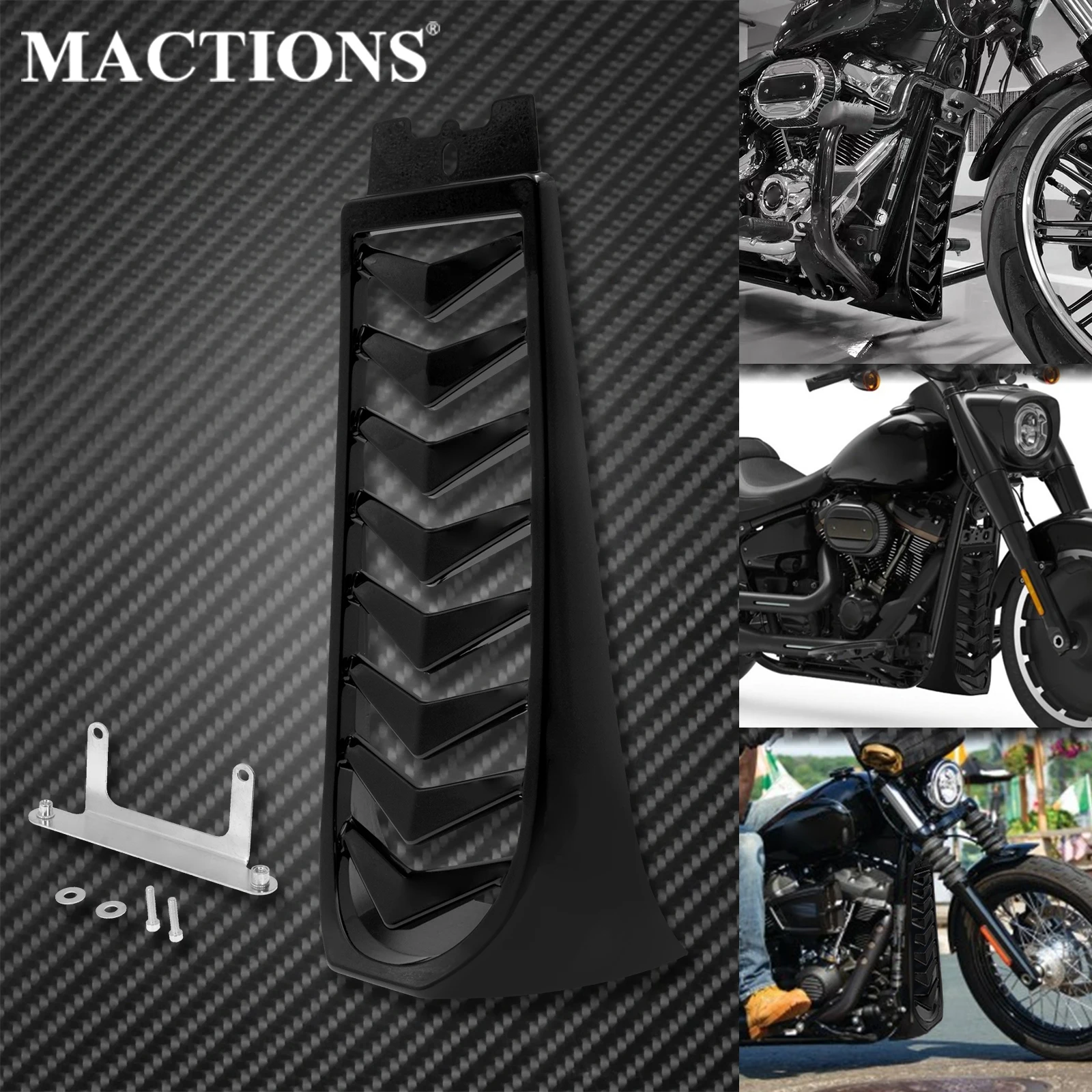 

Motorcycle Front Lower Radiator Cover Chin Fairing Spoiler Black For Harley Softail Street Bob Breakout Fat Bob 2018-2022 2023