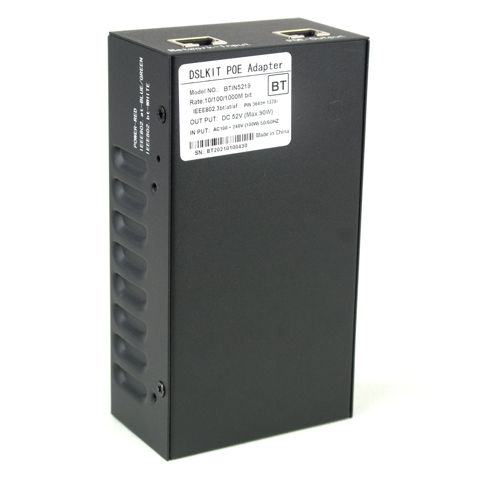 DSLRKIT 19โวลต์65วัตต์802.3BT PoE Kit (Splitter + หัวฉีด) Ultra Gigabit PoE ++ อะแดปเตอร์