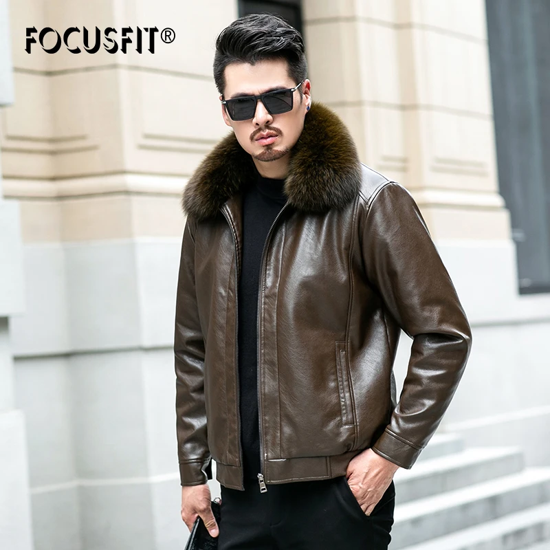 

Men's Leather Jackets Men Fur Collar Coats Mens Motorcycle Leather Jacket Casual Slim Brand Clothing PU Leather Coats Mens