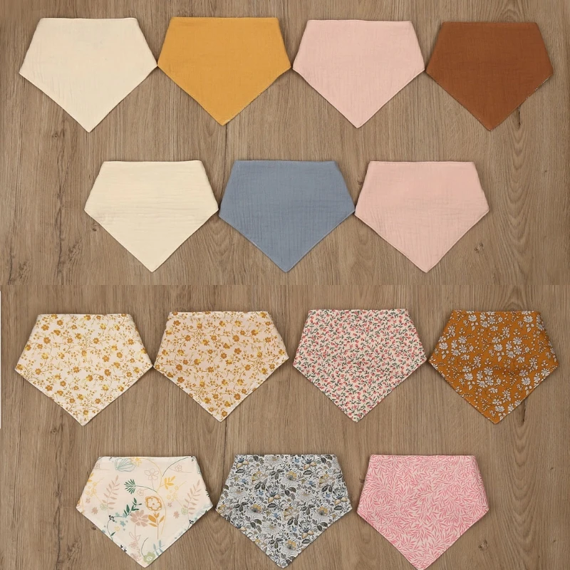 Cotton Baby Bibs Triangle Double Side Floral Print Baby Bandana Scarf Children\'s Bibs Infant Burp Cloths Saliva Towel Baby Stuff