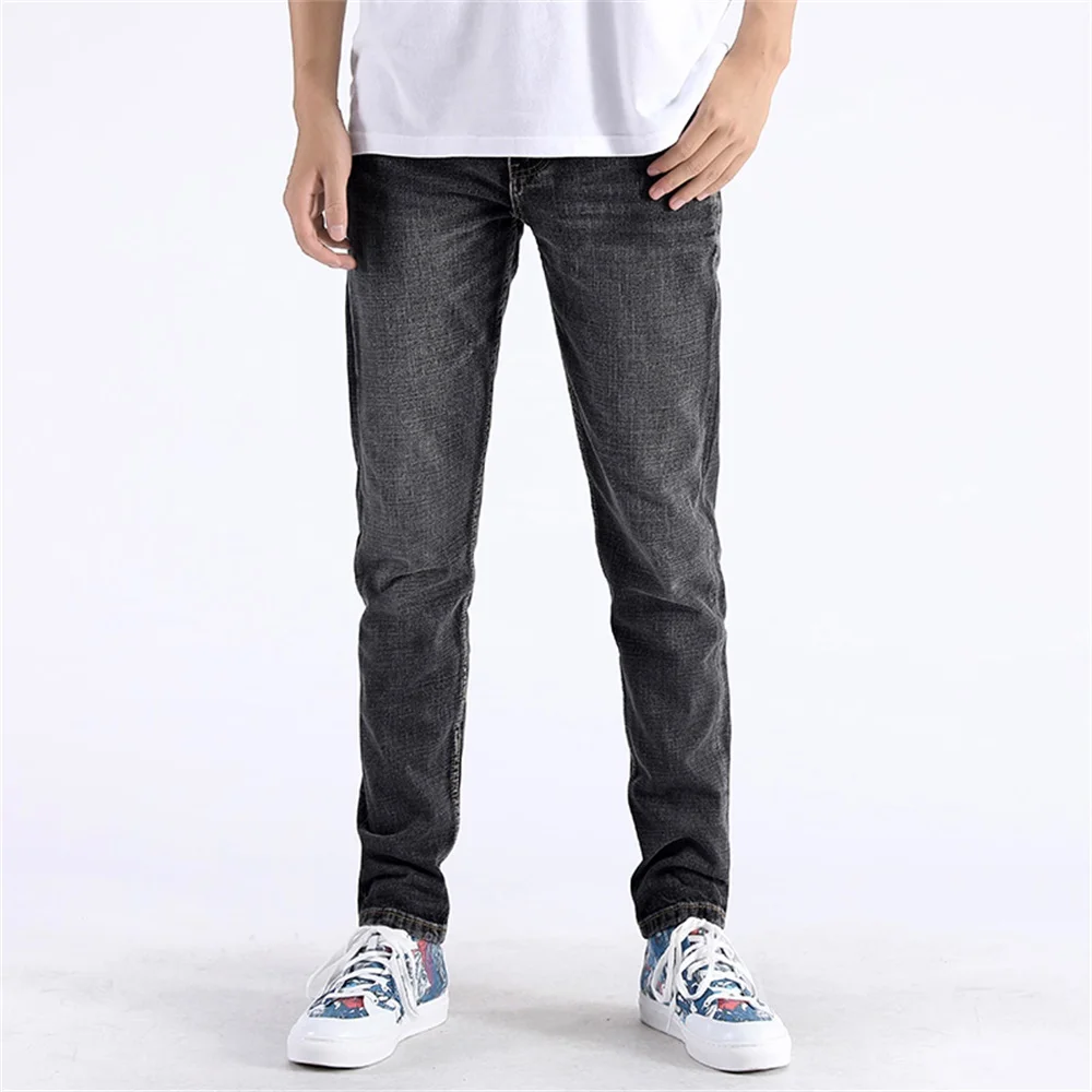 EH · MD® Tide Brand Men's Tiger Embroidered Jeans Men's Chinese Retro Small Straight Loose Large Size Gray Trousers Gold Silk