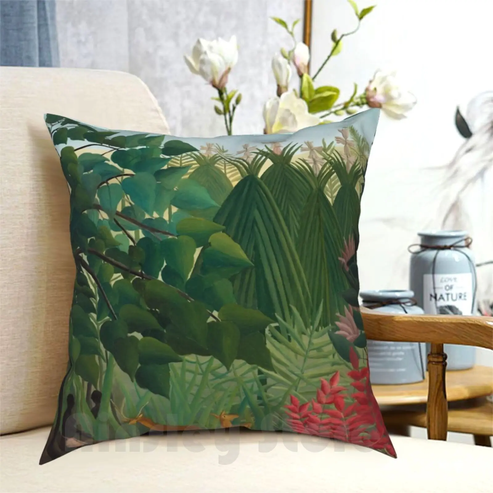 Henri Rousseau-The Waterfall Pillow Case Printed Home Soft Throw Pillow Henri Rousseau The Waterfall Henri Rousseau