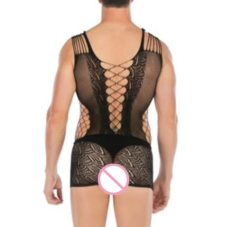 Popular Men Sexy Lingerie Exotic Sleepwear Hot Babydolls Net Nightdress Porno Nightgown Male Underwear Mesh Dress Sexy Costumes