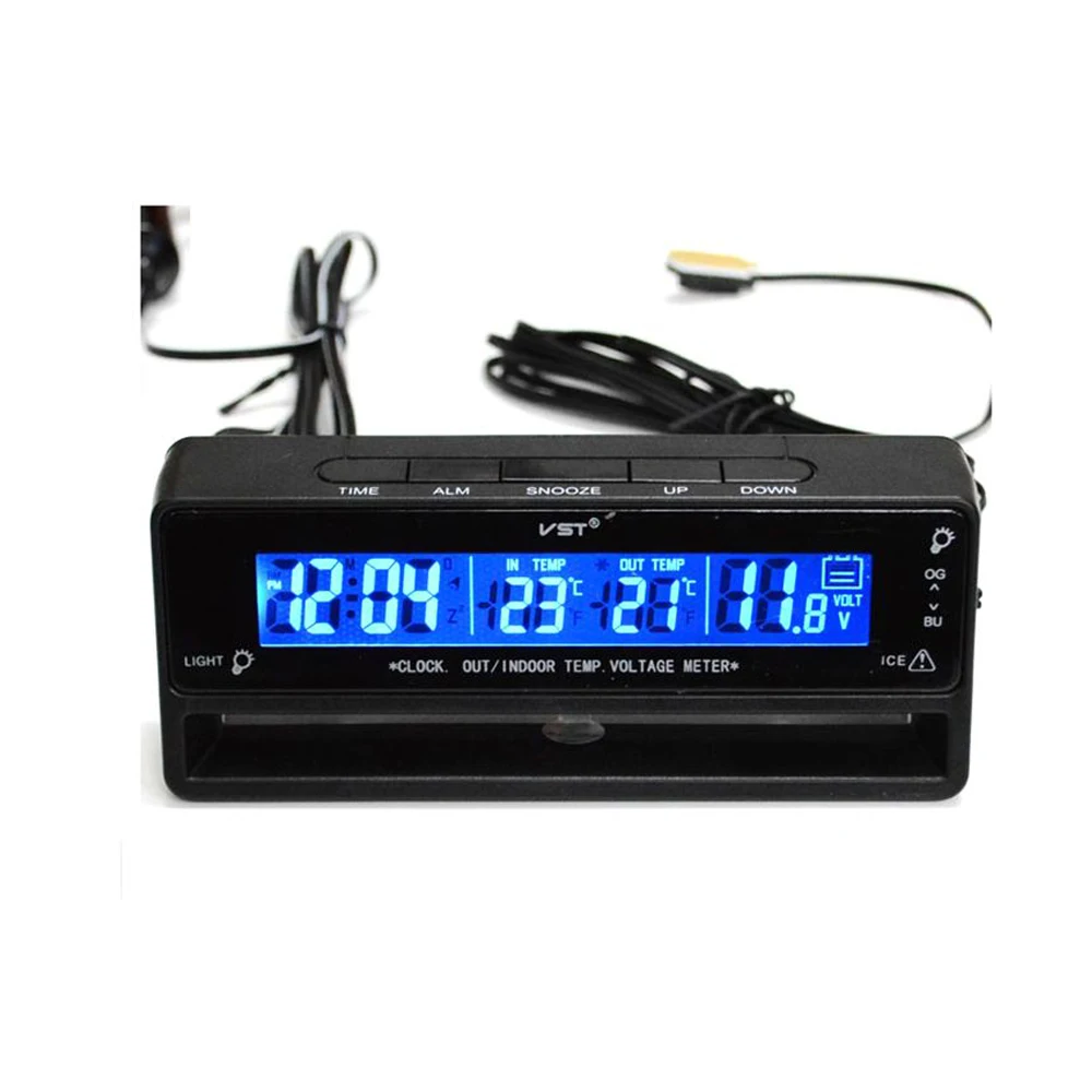 Car Auto LCD Digital Clock Thermometer Temperature Voltage Meter Tester TS-7010V