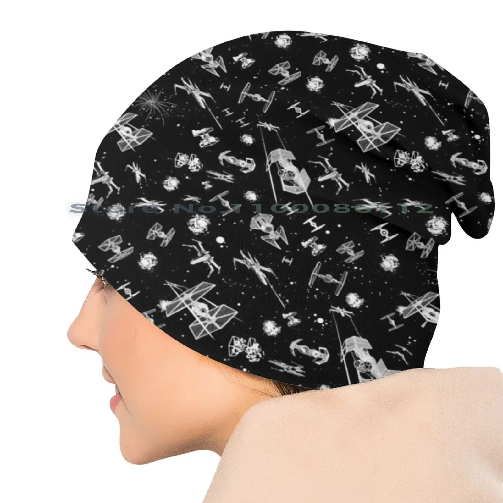 Space Ship Battle Beanies Knit Hat Stars War Droid Battle Jedi Spaceships Brimless Knitted Hat Skullcap Gift Casual Creative