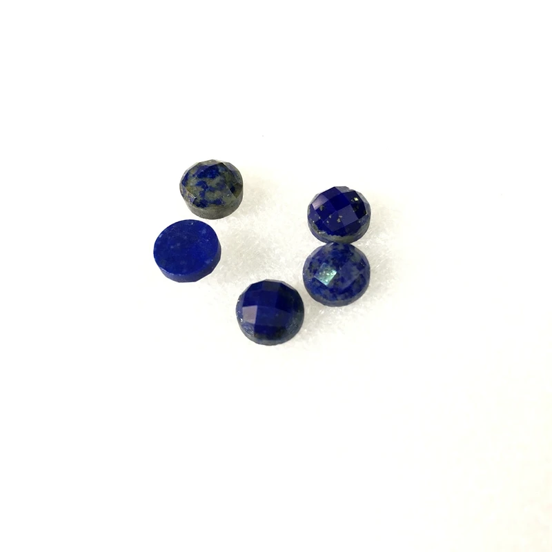 

100% Natural Lapis Lazuli Bead Cabochn 8mm Faceted Round Gem Stone Cabochon Bead For jewelry making 5piece/pack