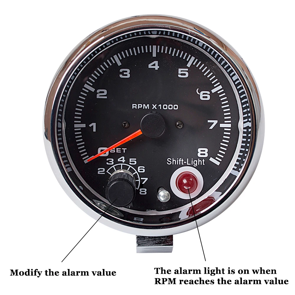 

Auto Car Tachometer Tacho Gauge 0~8000 RPM Meter Universal Car Motor 7 Colors Adjustable Led Meter Pointer RPM 12V 3.75" 95mm