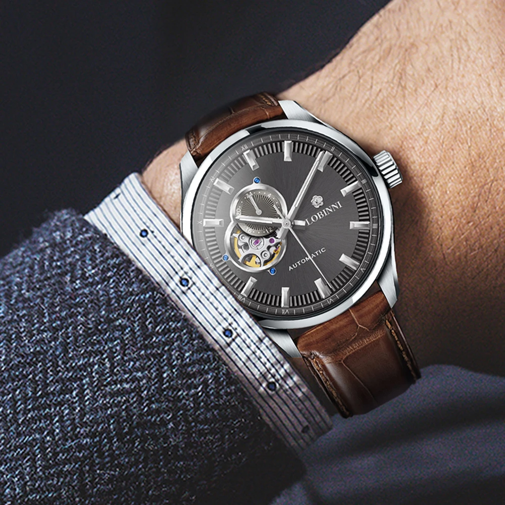LOBINNI Svizzera orologi automatici da uomo, orologio da uomo di lusso scheletro uomo orologio da polso meccanico orologio impermeabile zaffiro relogio