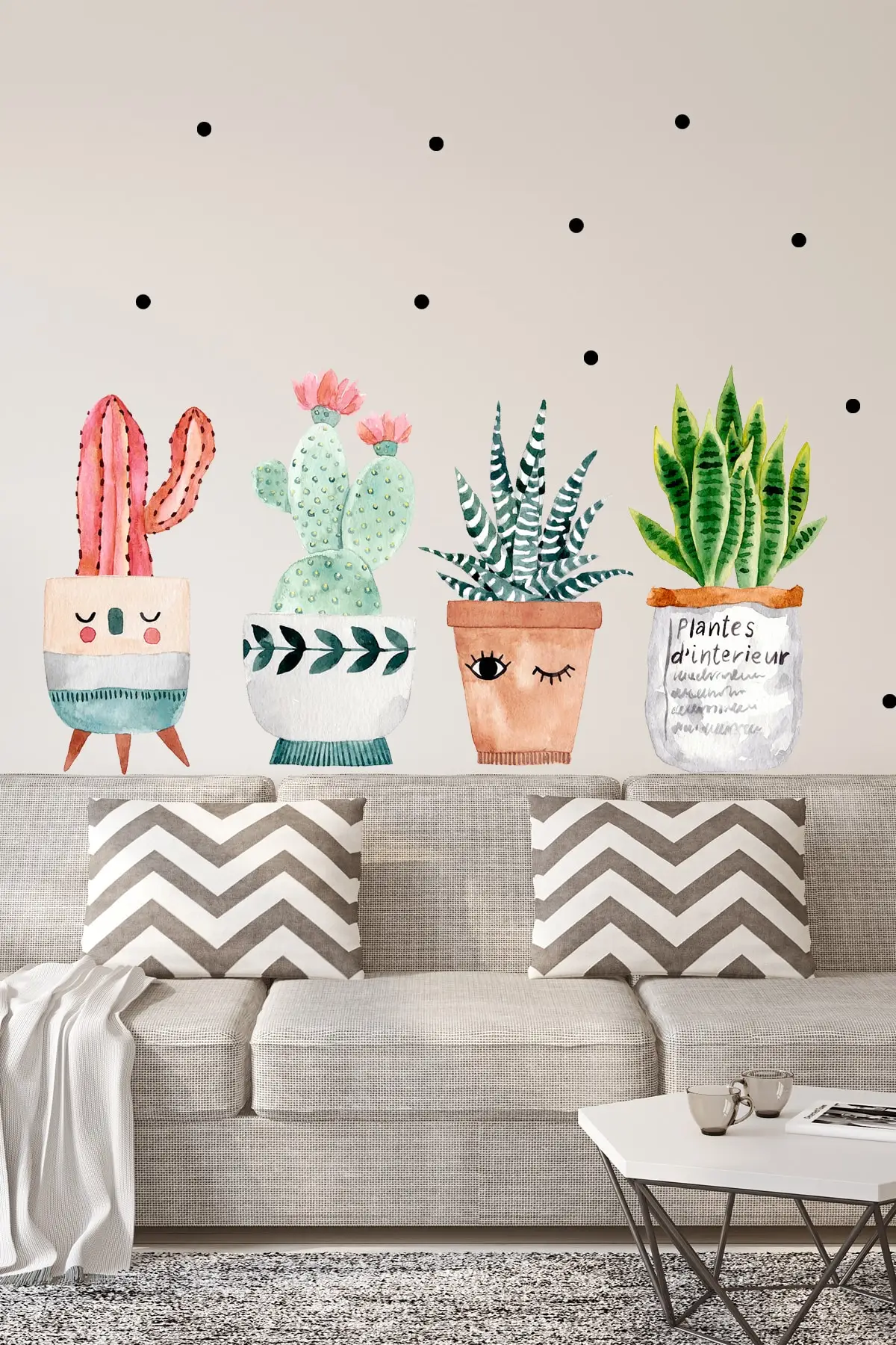 Cacti in pots Wall Sticker Set