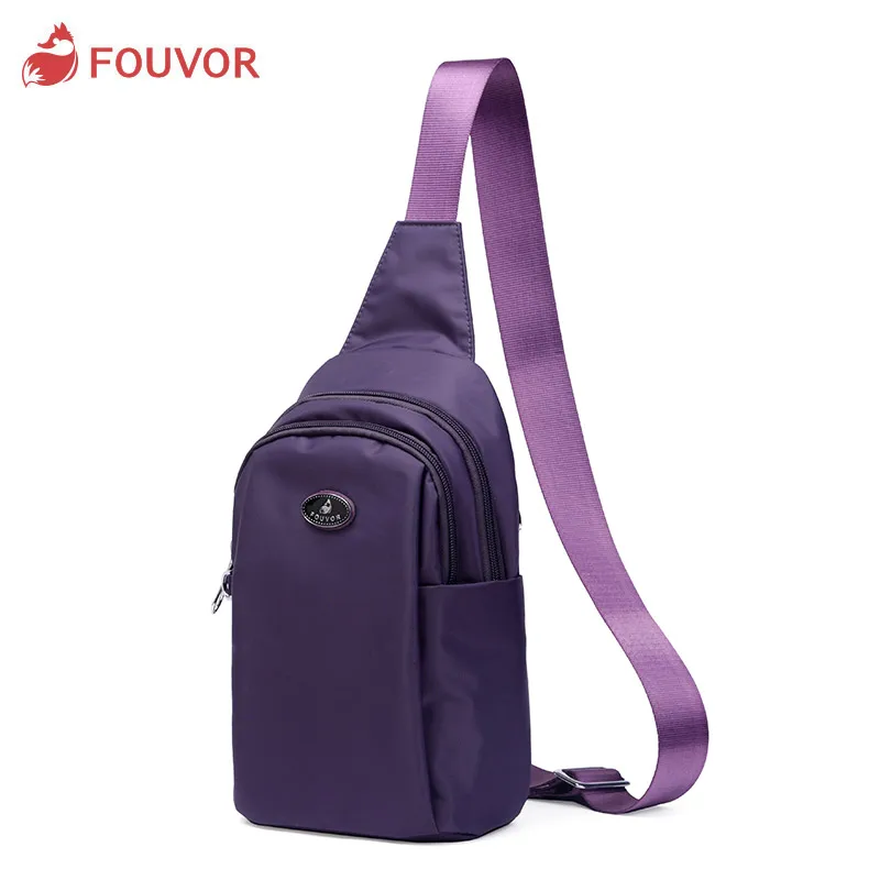 Fouvor Waterproof Oxford Chest Bag Simple Canvas Travel Casual Messenger Bag Zipper Crossbody Bags 2786-16