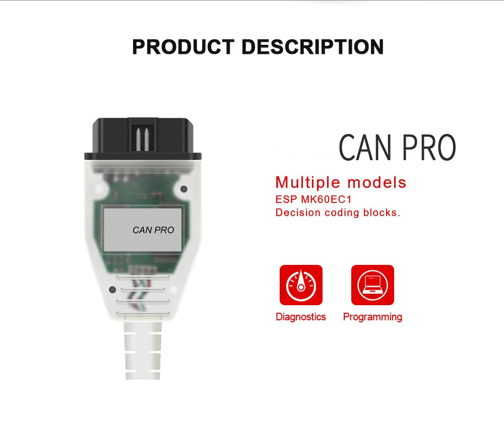 For VAG CAN PRO V5.5.1 FTDI FT245RL Chip VCP OBD2 Diagnostic Interface Support Can Bus UDS K Line for AUDI Without USB Dongle