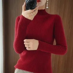 Autumn and winter women's Half Turtleneck cashmere sweater pit bar elastic Pullover women's sweater Pullover Sweater