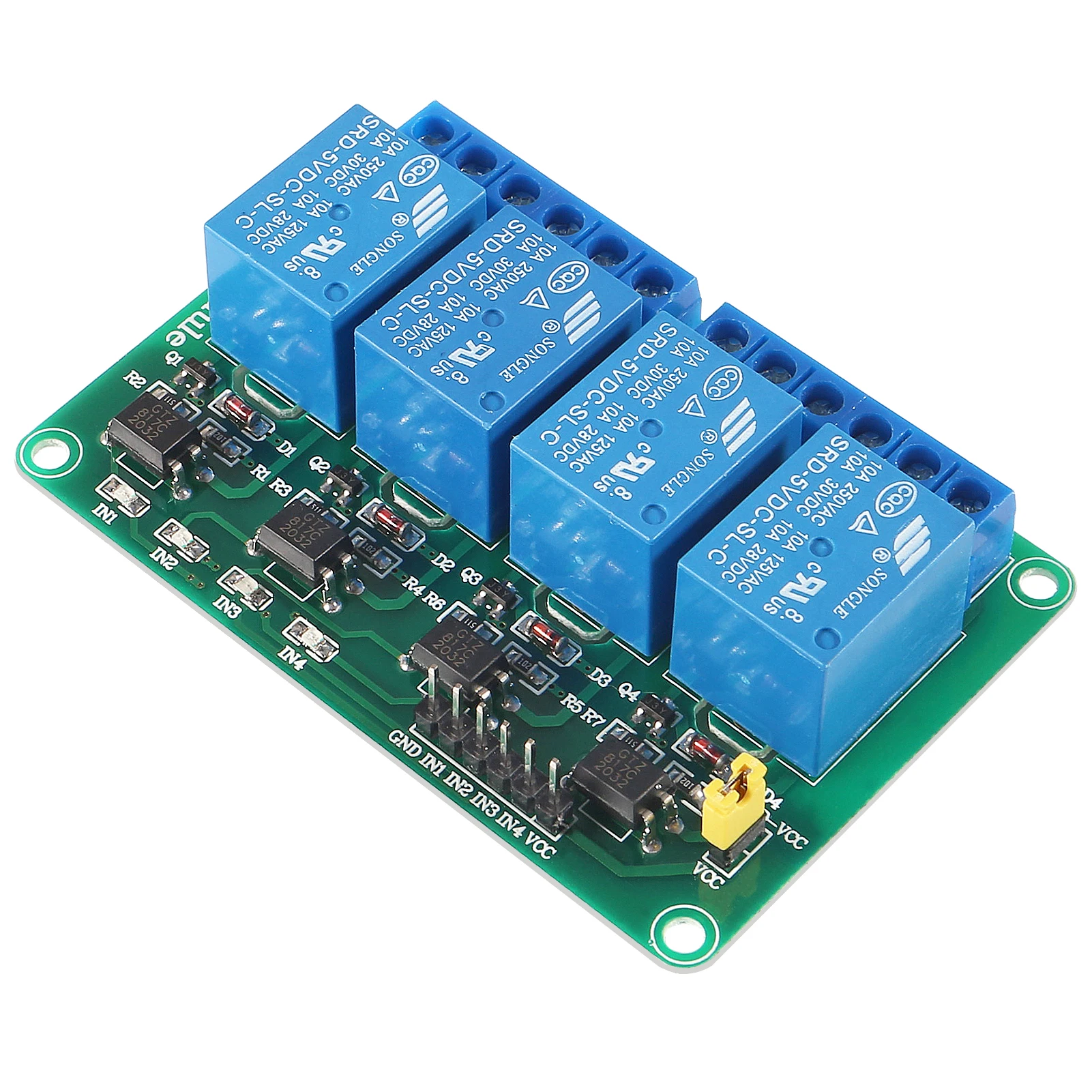 4pcs Capacitive Soil Moisture Sensor 4Channel 5V Relay Module and 4pcs Water Pump + 4M Vinyl Tubing for  Moisture Detecti