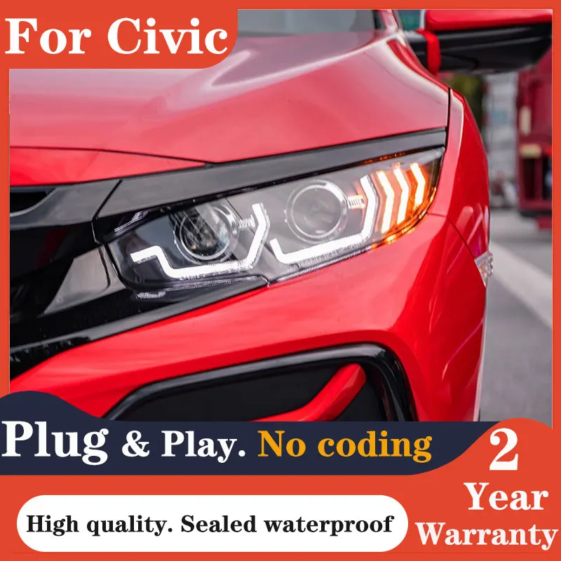 

Стайлинг автомобиля для Honda Civic фары 2016-2019 Civic X светодиодные фары Дневные ходовые огни скрытые фары ангельские глазки Биксеноновые автомобильные аксессуары