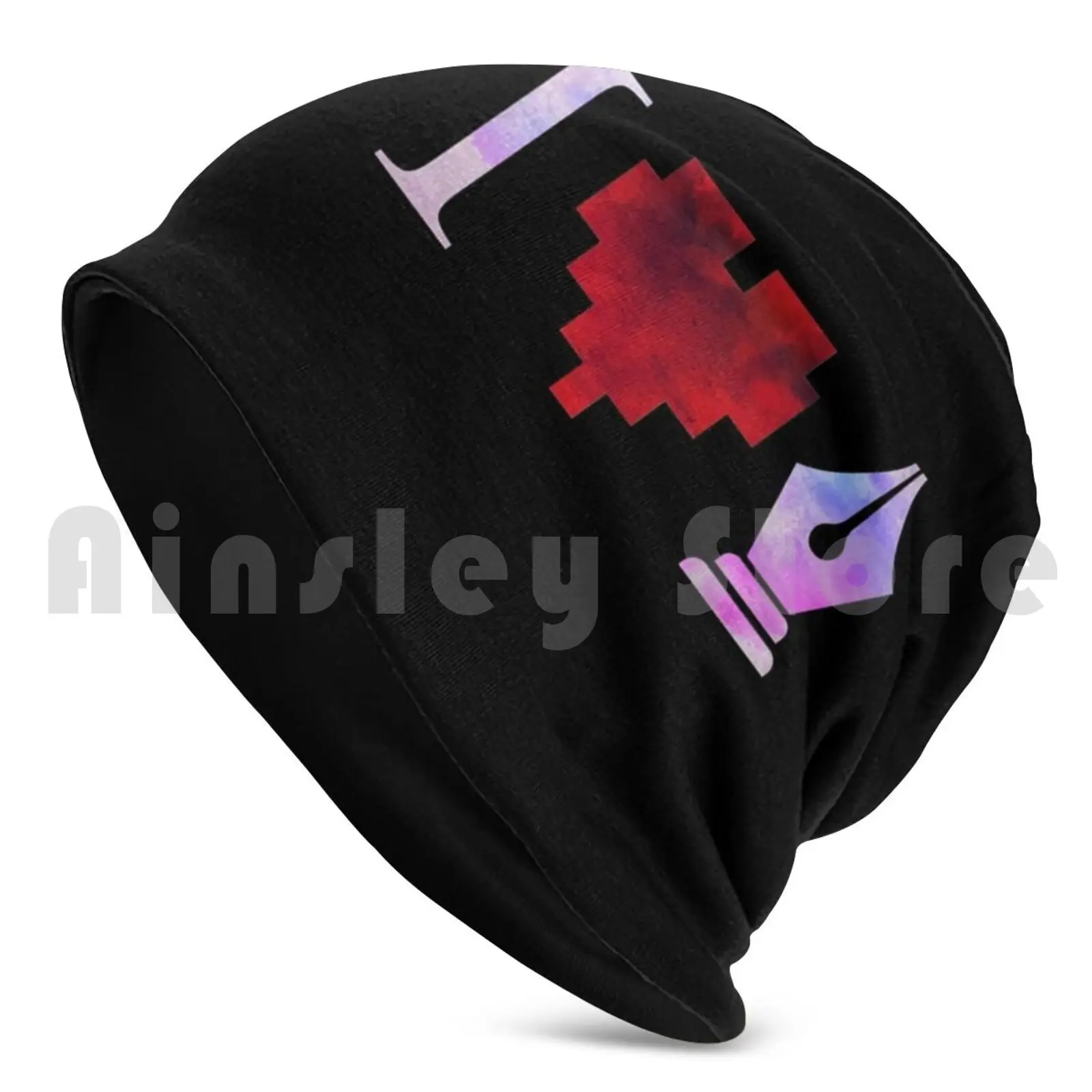 Graphic Designer Concept With Red Pixelated Heart And A Pen Tool With Watercolor Effect. Beanies Print Anti-Slip Floor Mats