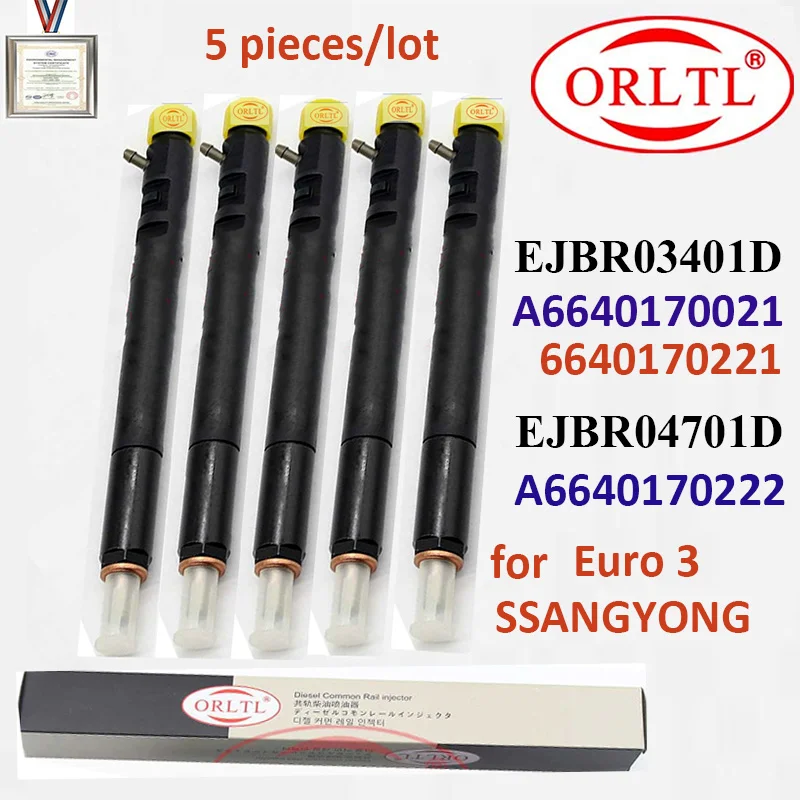 

5PC New Diesel Injector EJBR03401D EJBR04401D EJBR04501D EJBR02601Z EJBR04701D A6640170222 A6640170121 For SSANGYONG Euro4/3