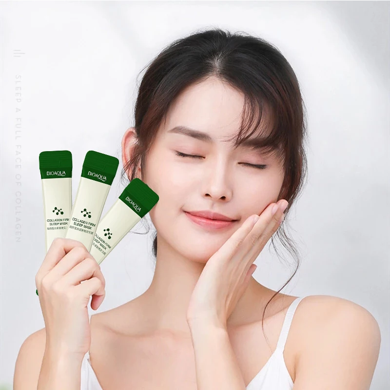 7Pcs Sleeping Face Mask No Wash Liquid Sleep Night Facial Mask Collagen Protein Firming Face Care Moisturizing Skin Care
