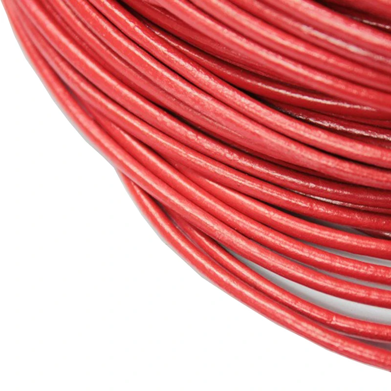 

Aaazee 5 Yards 3mm Diameter Round Real Cow Hide Red Leather Cord, Color Coated Genuine Strap for Bracelet Accessory DIY