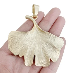 1 x Large Ginkgo Biloba Leaf Matt Gold Color Charms Pendants for Necklace Jewelry Making Findings Accessories