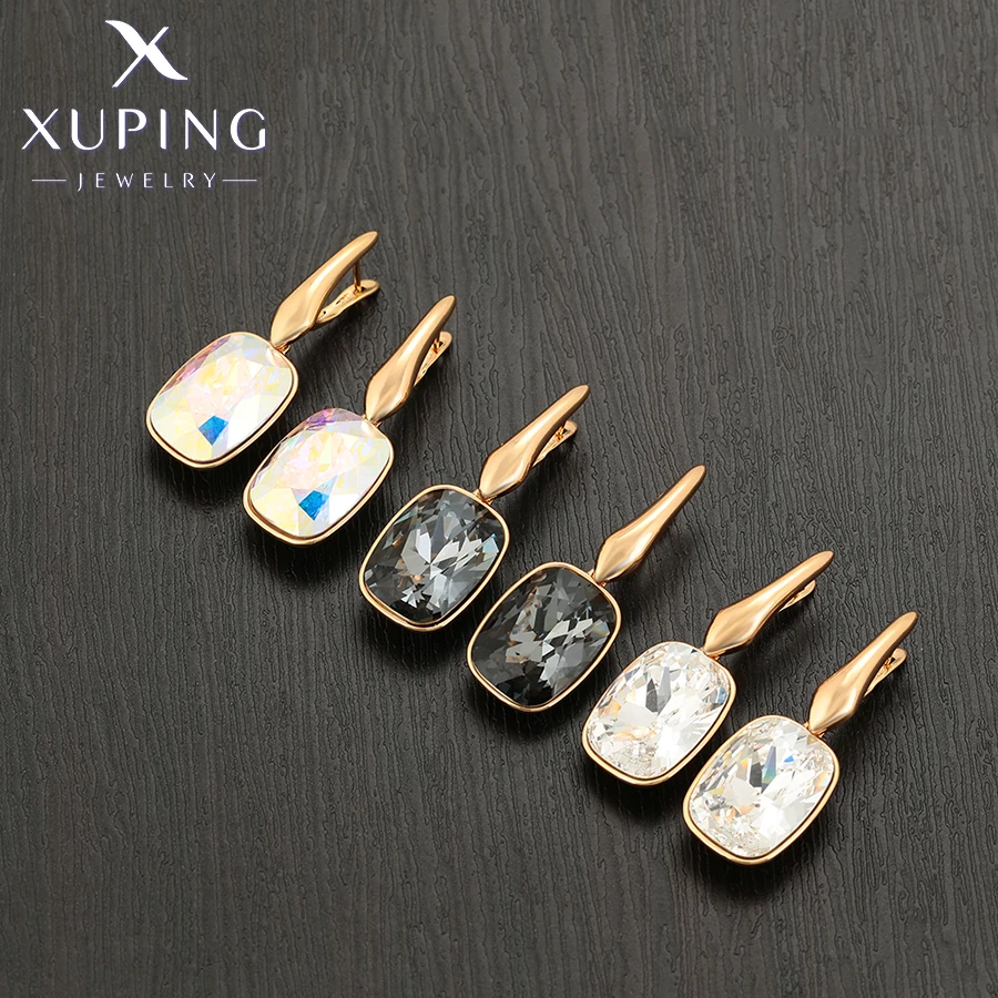 Xuping Jewelry Fashion Luxury New Arrival Square Crystals Earrings for Women Christmas Gift 610412689