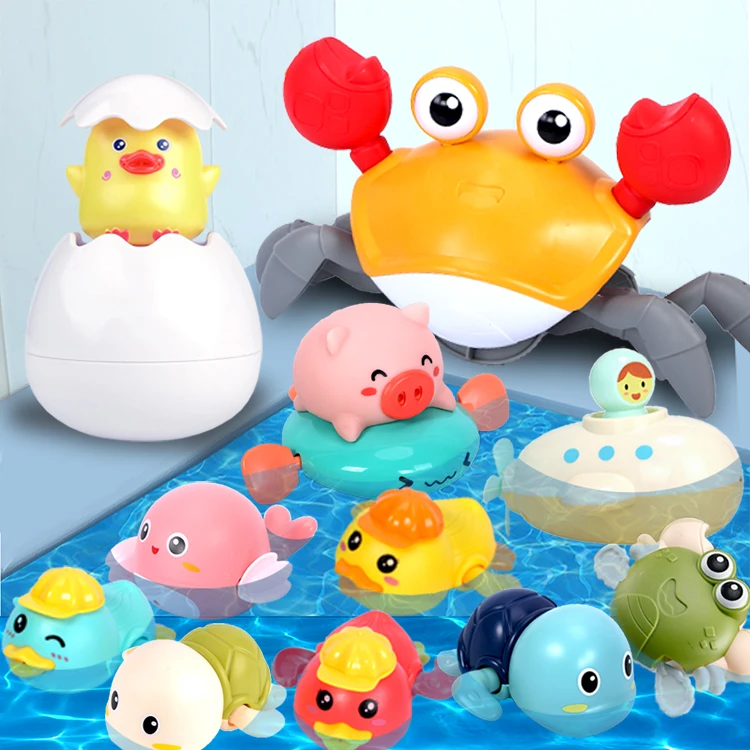 Kids Toy Shower Spray Sprinkler Sprinkling Swimming Water Pool Babys Bath Toys for Toddlers Girls Boys Wind Up Shark Rubber Duck