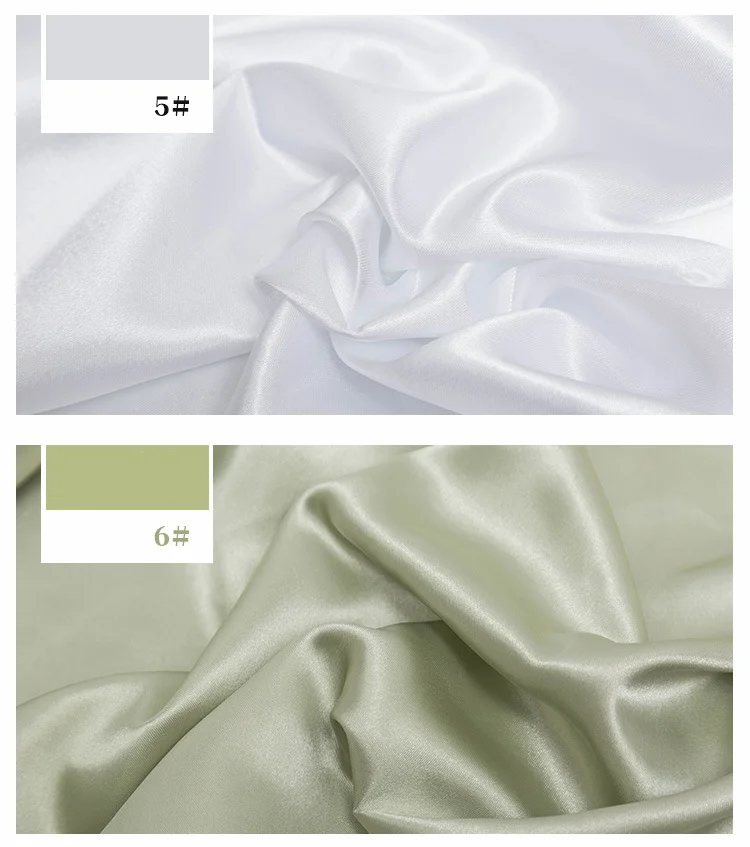 Imitierter Seidensatin-Stoff auf dem Hof, Futterstoffmaterial zum Nähen von Kleidern, Vorhängen, einfarbig, Schwarz, Weiß, Blau, Gold, Grün – Detail 8