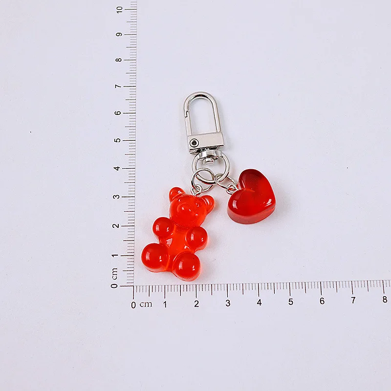 Resin Gummy Bear Keychain Candy Heart For Woman Color Animal Key Chain Earphone Cover Jewelry Party Friends