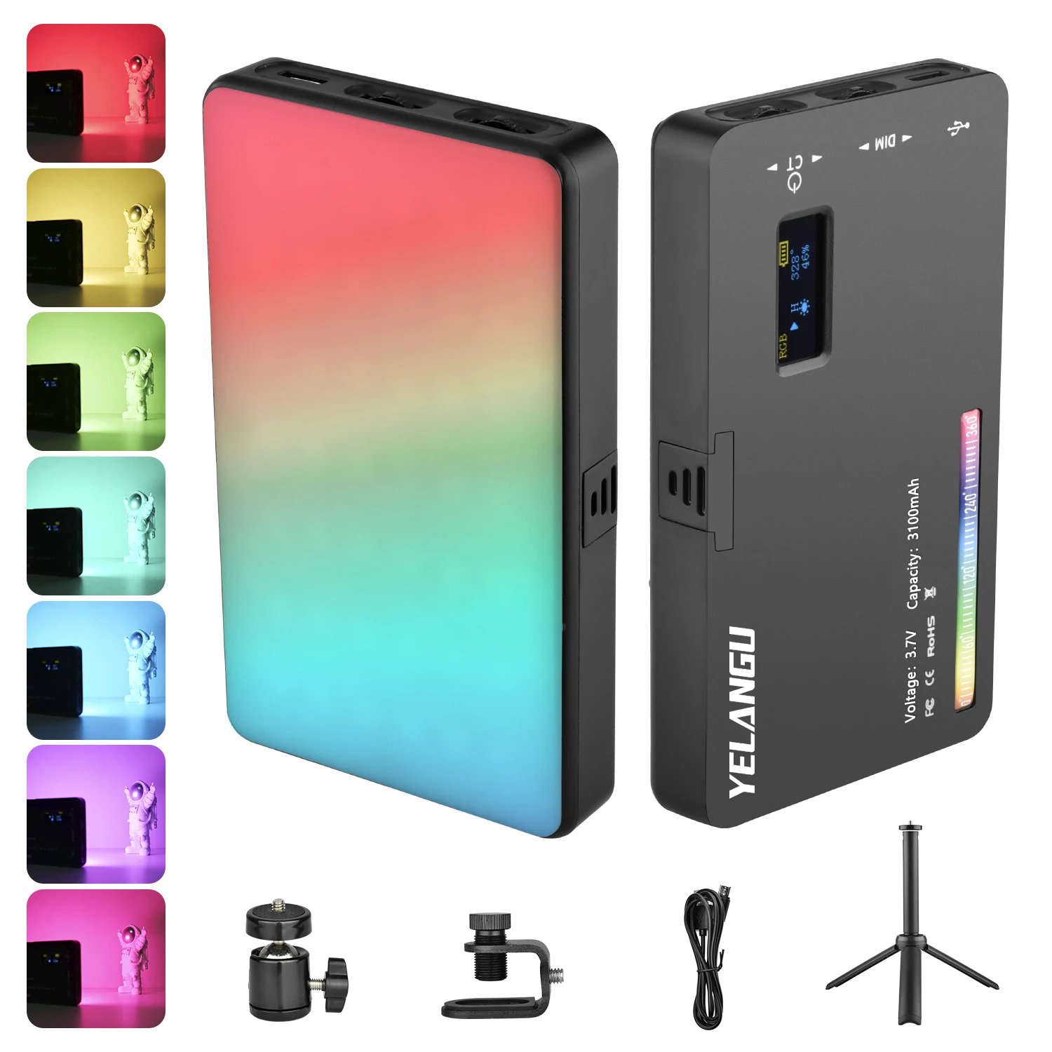 YELANGU W140 RGB Video Light Portable Photogaphy Lighting for Studio DSLR Camera Smartphone 2500-9000K 3100mAh Selfie Lighting