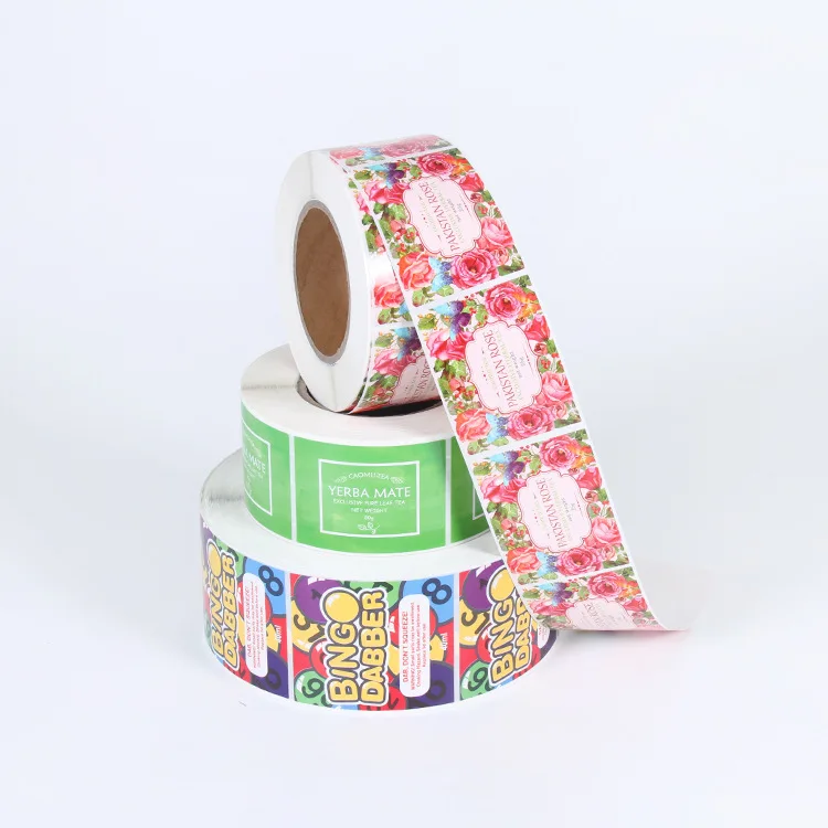 Customized Printed Flowers Cosmetic Packing Seal Adhesive Stickers Labels Waterproof Vinyl Shampoo Roll Label Personalized