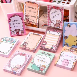 Coreano Ins Cartoon Memo Pad, Menina Bonito Papel Papelaria, Escritório Mensagem Material Escolar, Kawaii Decor Sticky Notes, 80 Página