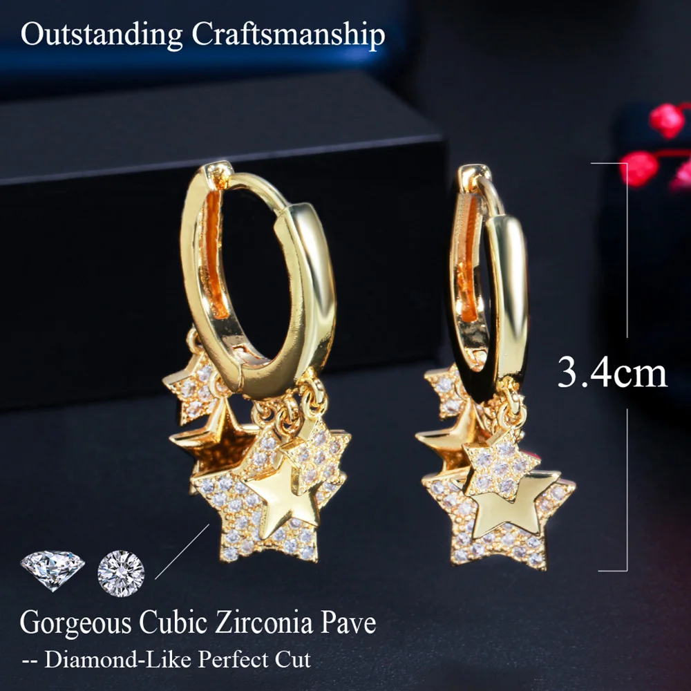 Pera – boucles d'oreilles rondes en forme d'étoile porte-bonheur pour femmes, bijoux avec breloques, zircone cubique, couleur argent, cadeau d'anniversaire, E751