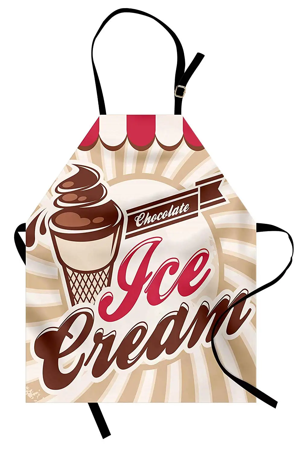 Ice Cream Apron Old Fashioned Advertisement Design for Homemade Chocolate Ice Cream Women Men Kids Cooking Baking Kitchen Bib