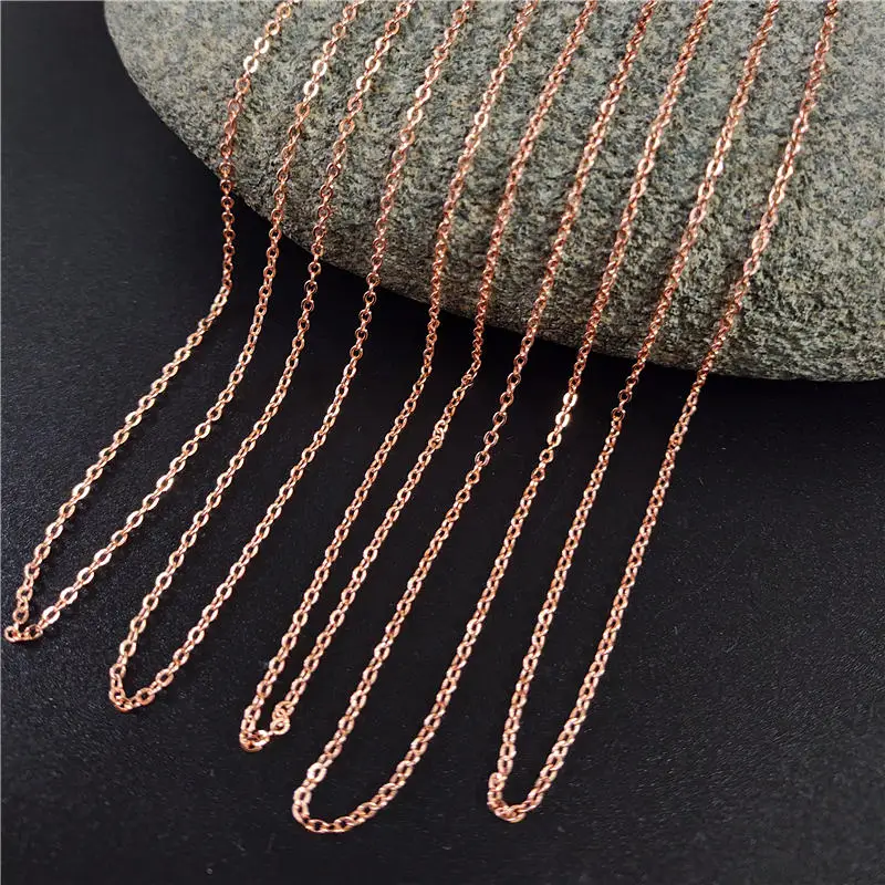 FUWO Finished Rose Golden Chain With 2 Inches Extender Adjustable Length Anti-Tarnish Chain For Necklace Making 1.5*2mm NC003