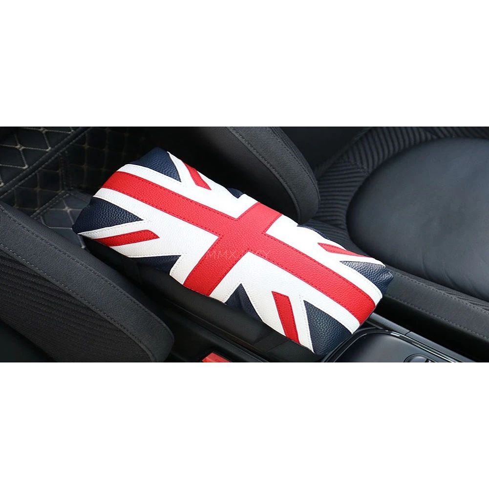 Black Blue Leather Car Armrest Box Pad Heighten Mat Comfortable Universal for Car SUV MINI Cooper