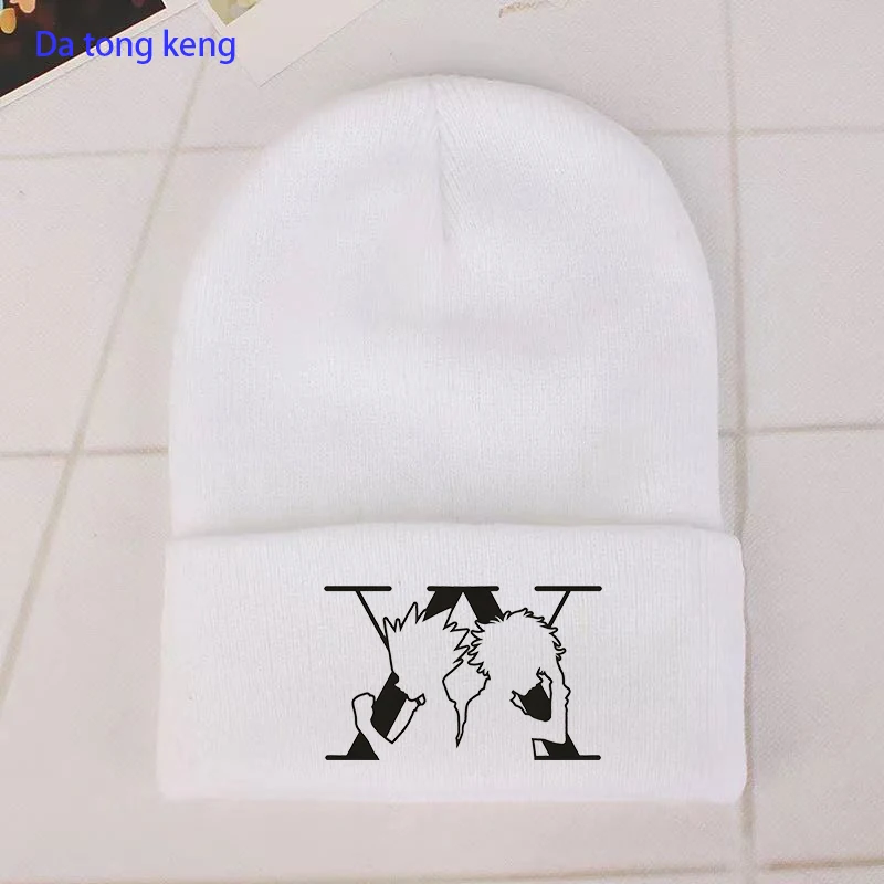 Hunter X Hunter – chapeau d'hiver brodé en coton tricoté, Skullies, chapeau de Sport de plein air, Anime japonais