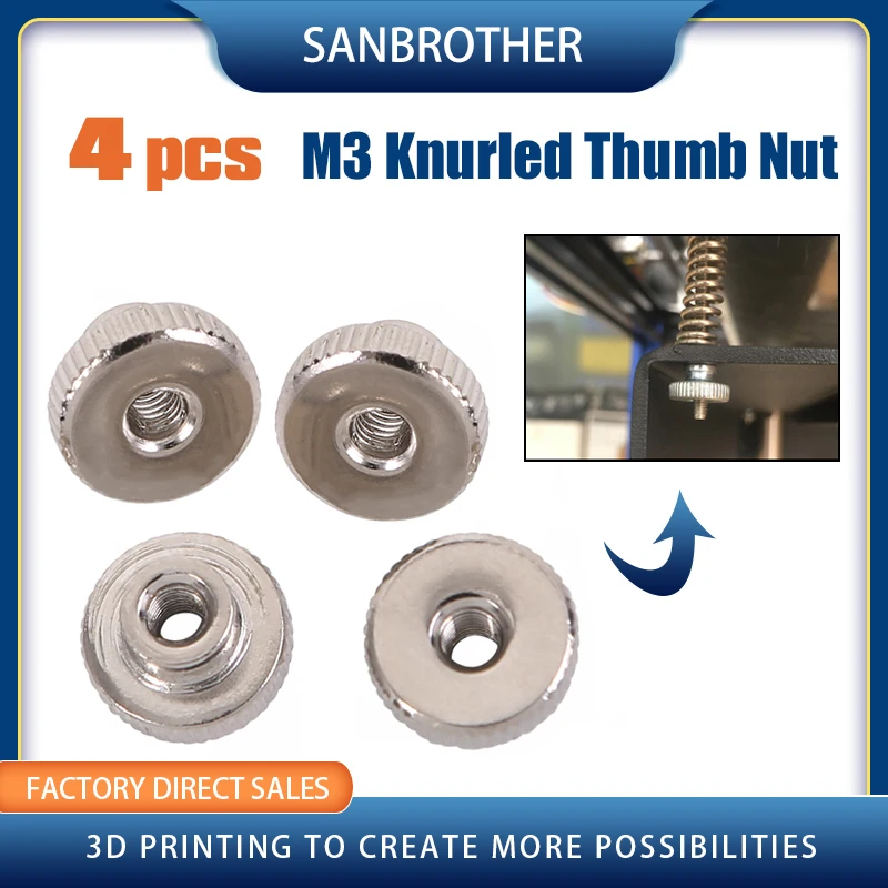 4pcs/lot Heated Bed Leveling Nut M3 Butterfly Screws Nuts 3D Printer Parts Knob Z-axis Platform Calibration Accessories