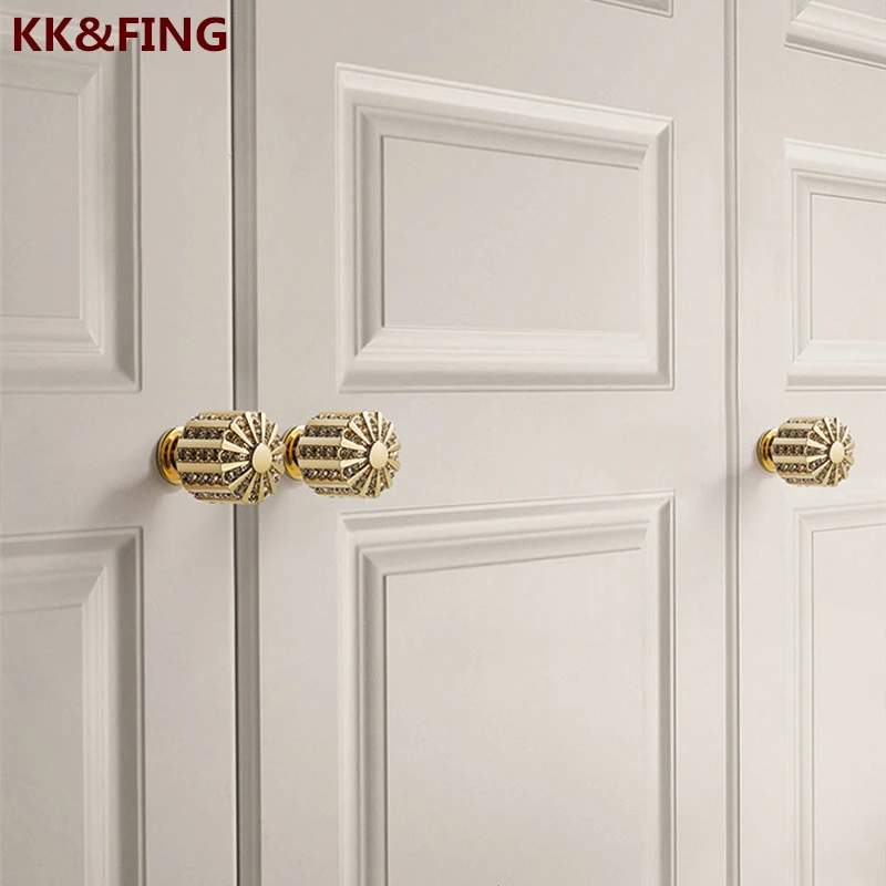 KK&FING High-end Crystal Knobs And Handles New Single Hole Diamond Drawer Handles Cabinet Pulls Gold Handles For Furniture