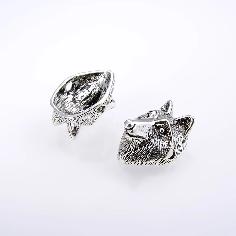 10pcs wholesale retro wolf head alloy spacer beads charm suitable bracelet making DIY jewelry accessories
