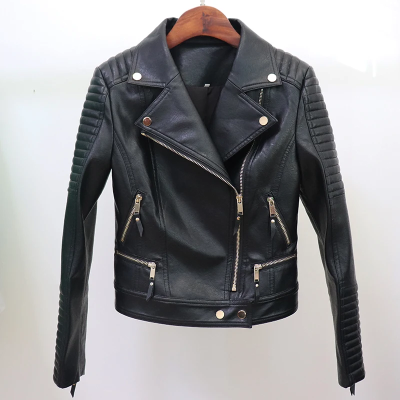 High Quality Nice Newest Designer Jacket Rider Biker Women Synthetic Leather Motorcycle Jacket