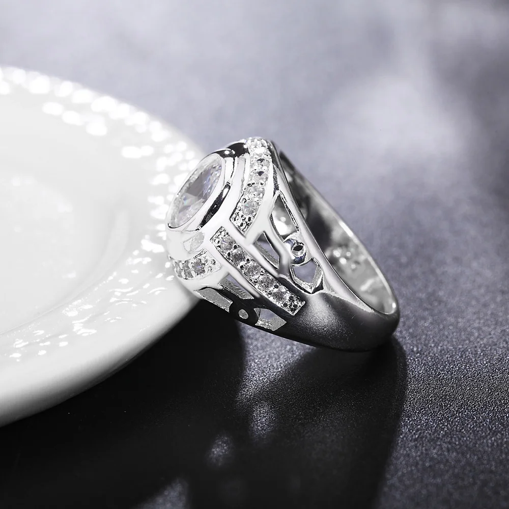 DOTEFFIL 925 Sterling Silver Crystal AAA Zircon Klasyczny pierścionek dla kobiet Moda Ślub Zaręczyny Impreza Prezent Urok Biżuteria — zdjęcie 6