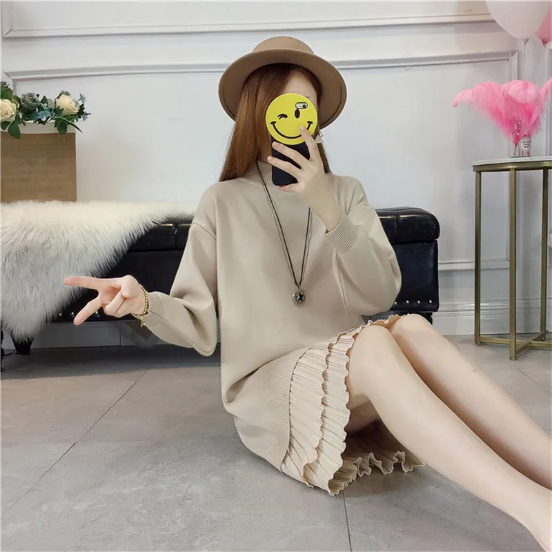 Autumn Winter Women Knitted Dress Fashion Sweater Dresses Lady Slim Bodycon Long Sleeve Casual Bottoming Dress Vestidos P103