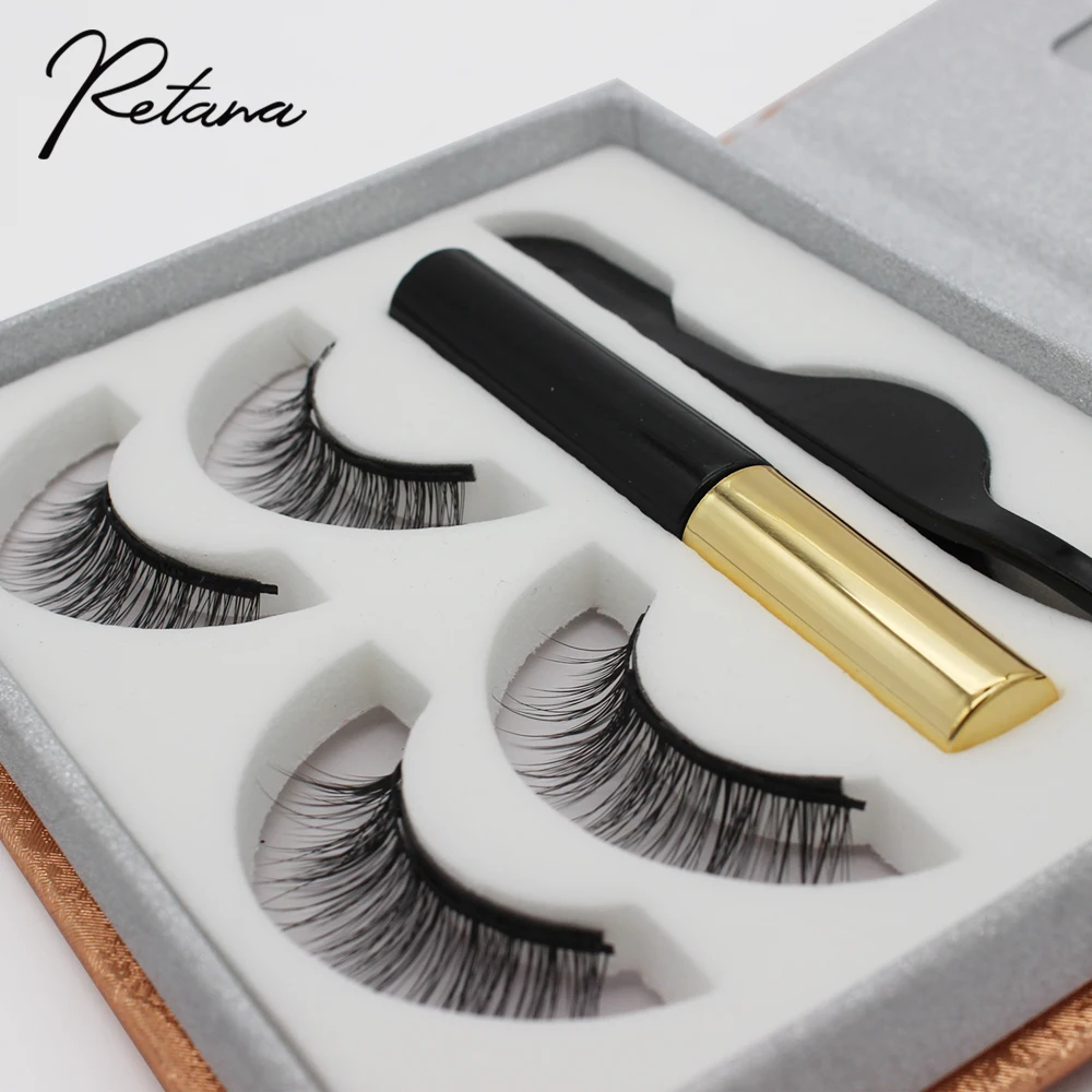 2 คู่คุณภาพสูงธรรมชาติขนตาแม่เหล็ก eyelash Eyeliner reusable False eyelash EXTENSION แหนบชุดเครื่องมือแต่งหน้า