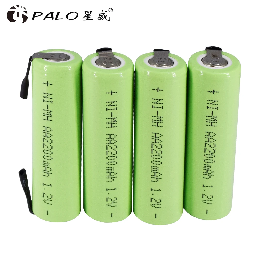 1.2v AA Rechargeable Battery 2200mAh 1.2V NI-MH Green Shell with Welding Tabs for Philips Electric Shaver Razor Toothbrush