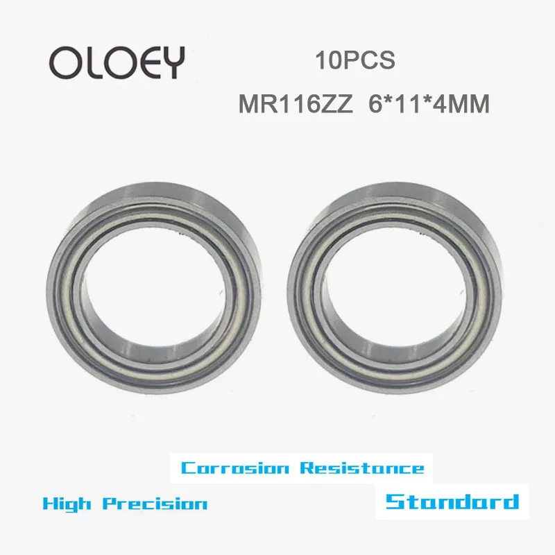 

MR116 Bearings 10pcs ABEC-1 Excellent MR116 ZZ High Quality 6x11x4mm Miniature Ball Bearing Corrosion Resistance