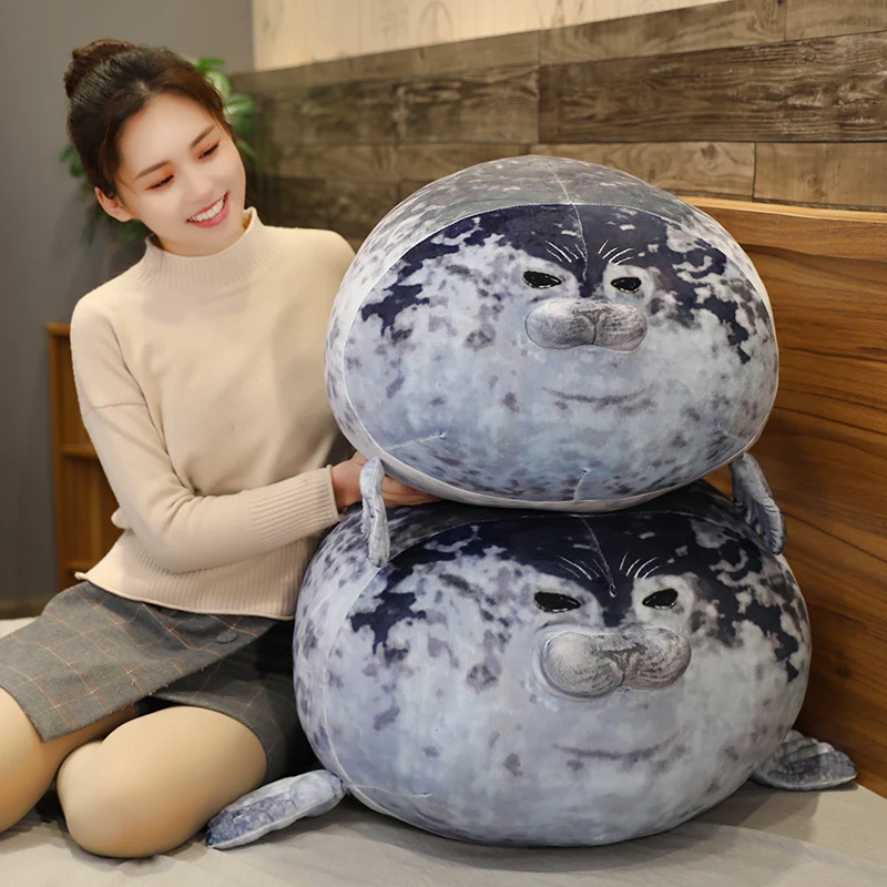 30-80cm Huge Cute Gray Sea Lion Plush Toys Soft Seal Plush Stuffed Sleep Dolls Simulated 3D Novelty Throw Pillows Gift for Kids