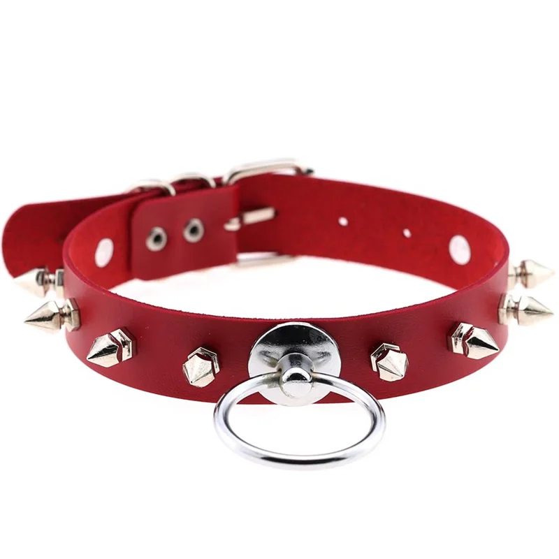 Red 9 Types Sexy Punk Egirl Choker Collar Leather Choker SM Bondage Cosplay Goth Women Gothic Male Necklace Harajuku Accessories