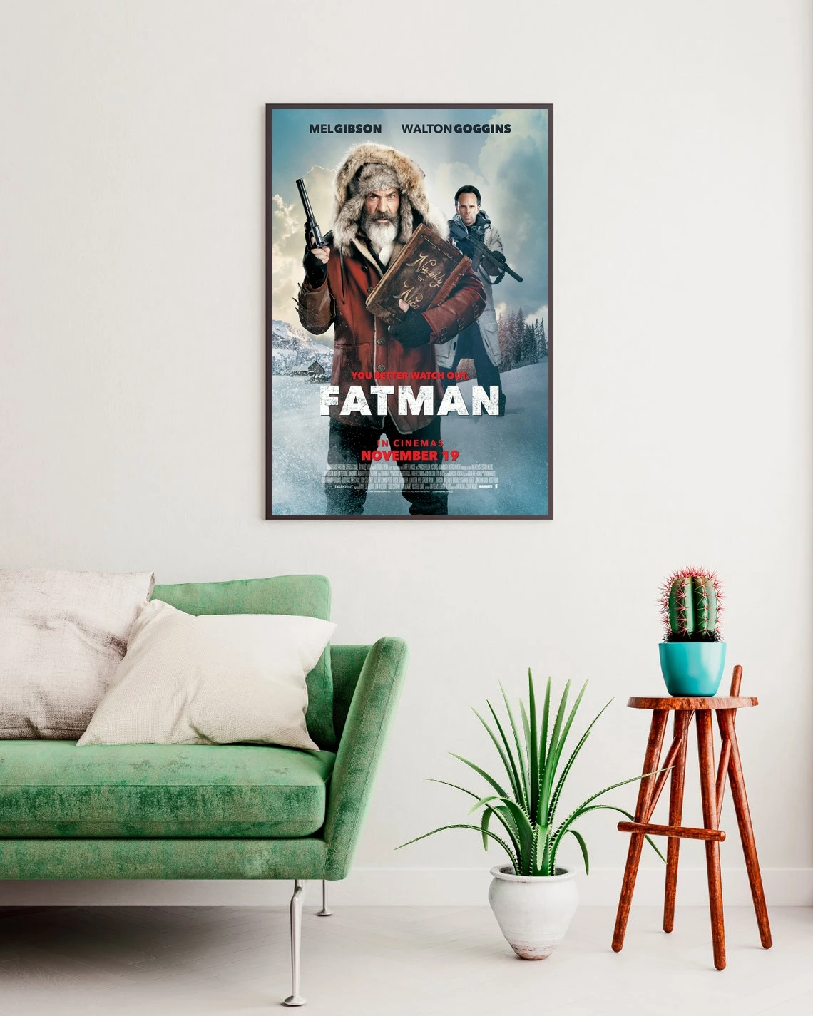 Póster de película Mel Gibson y Walton Goggins in Fatman, decoración del hogar, pintura de pared (sin marco)